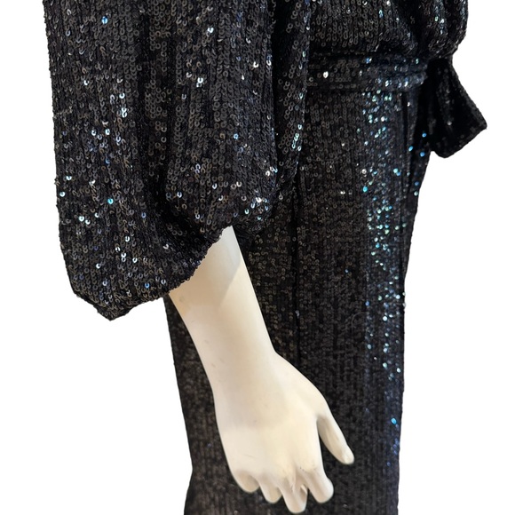 New Vince Camuto Black Sequined Wide Leg Jumpsuit - Picture 13 of 15